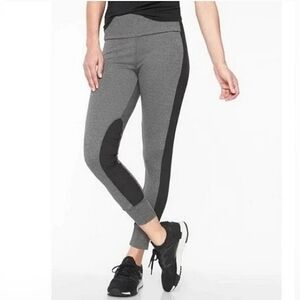 EUC Athleta Essex Hybrid Tights Leggings Grey Black XS Petite